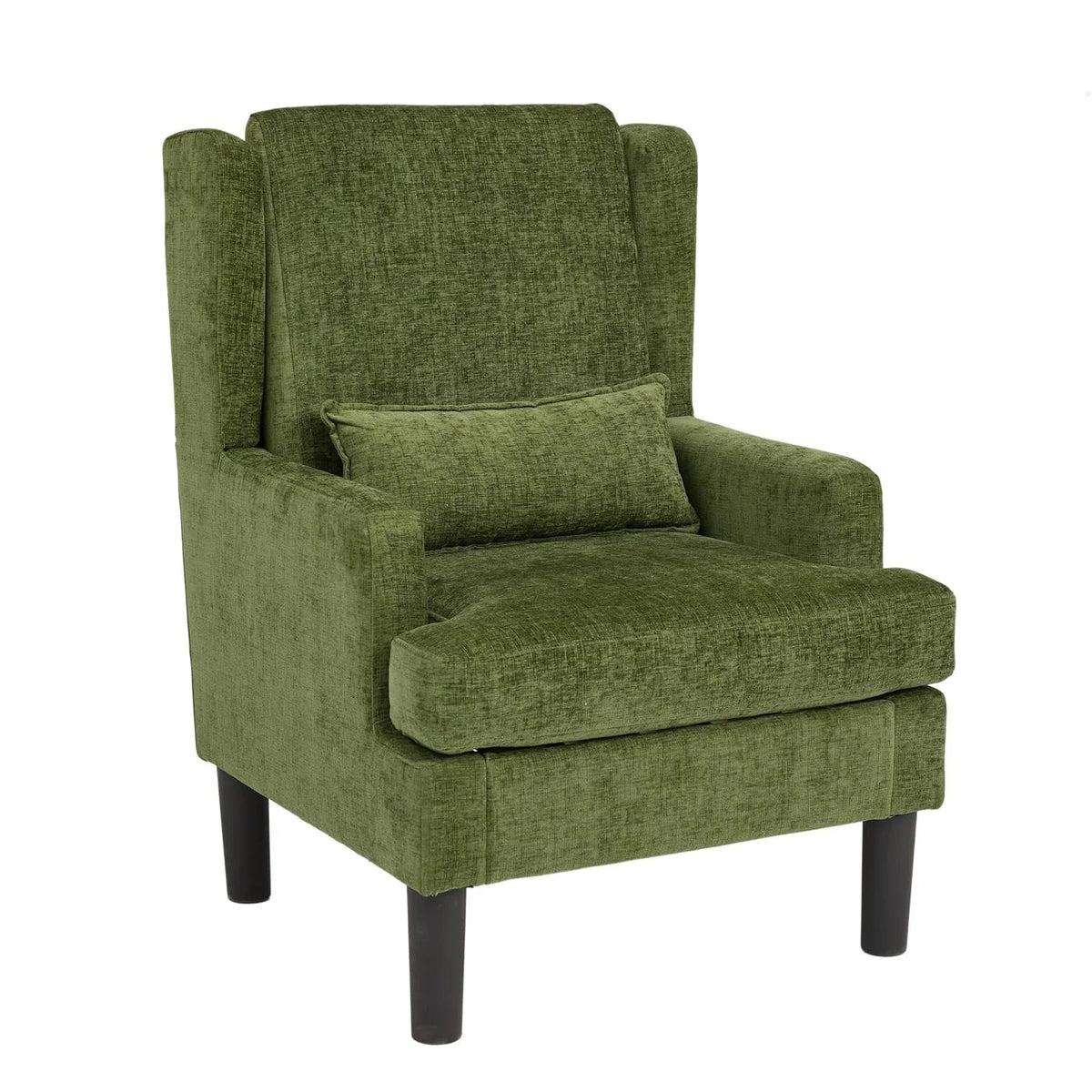 HiMiss Mid Century Modern Wingback Armchair With Lumbar Pillow