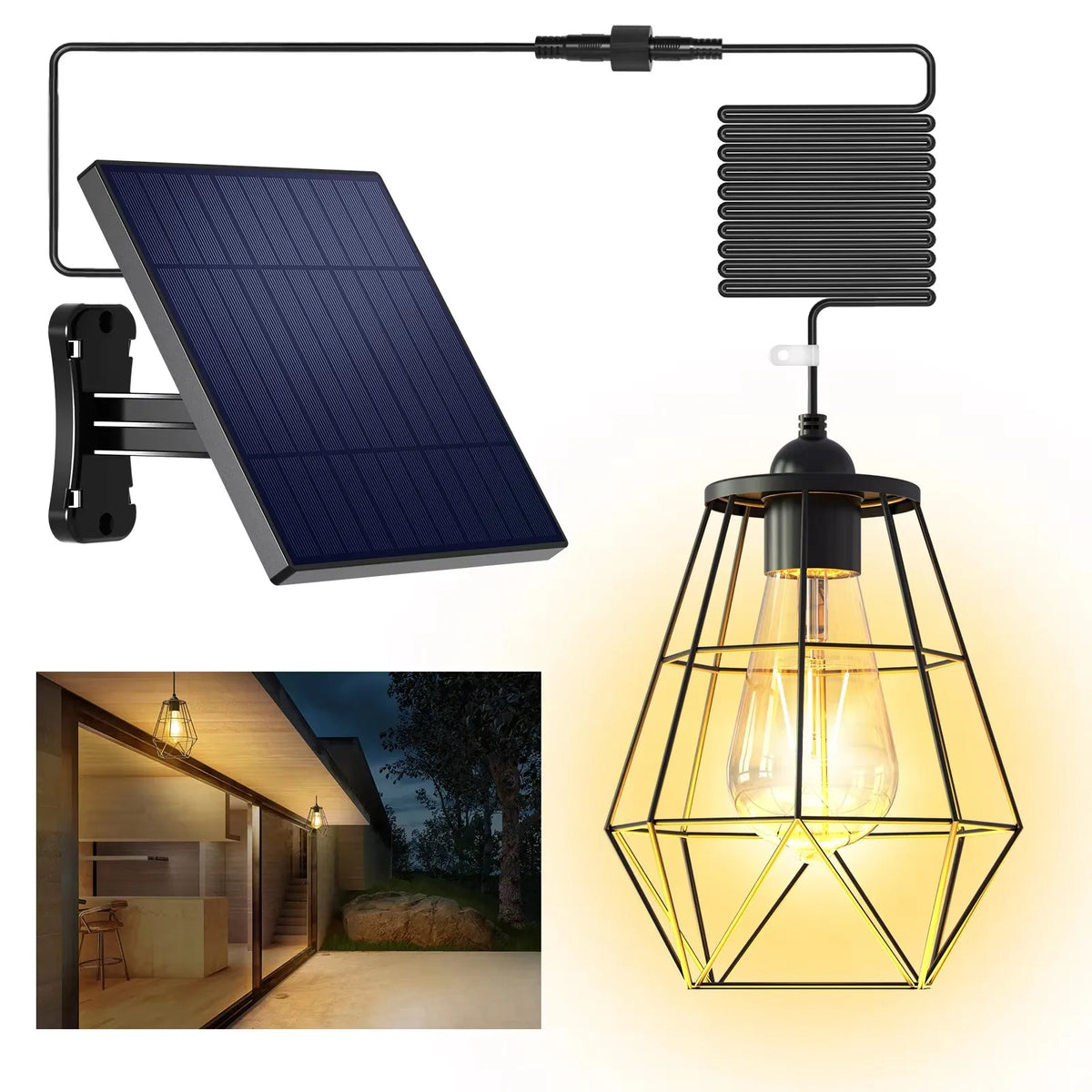 Intelamp Solar Pendant Hanging Light For Indoor Outdoor Spaces