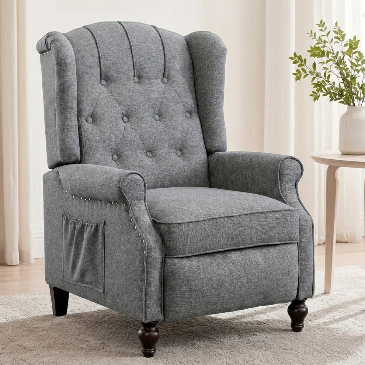 TCGBKAF Mid Century Wingback Massage Heated Recliner