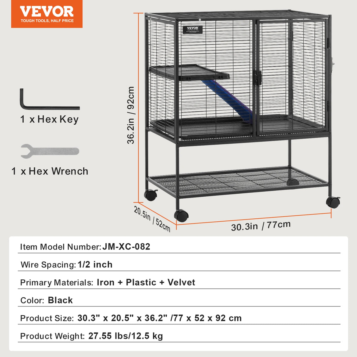 SucceBuy Rolling Metal Small Animal Cage With Four Tier Design