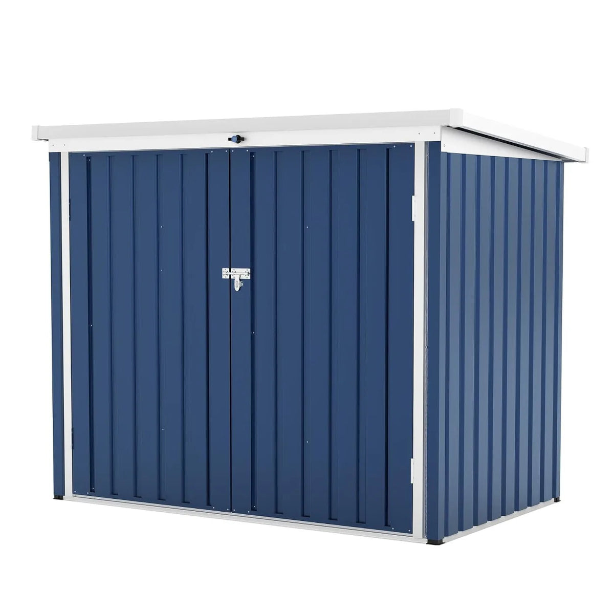 Outdoor Metal Trash Can Storage Shed With Lockable Weatherproof Design