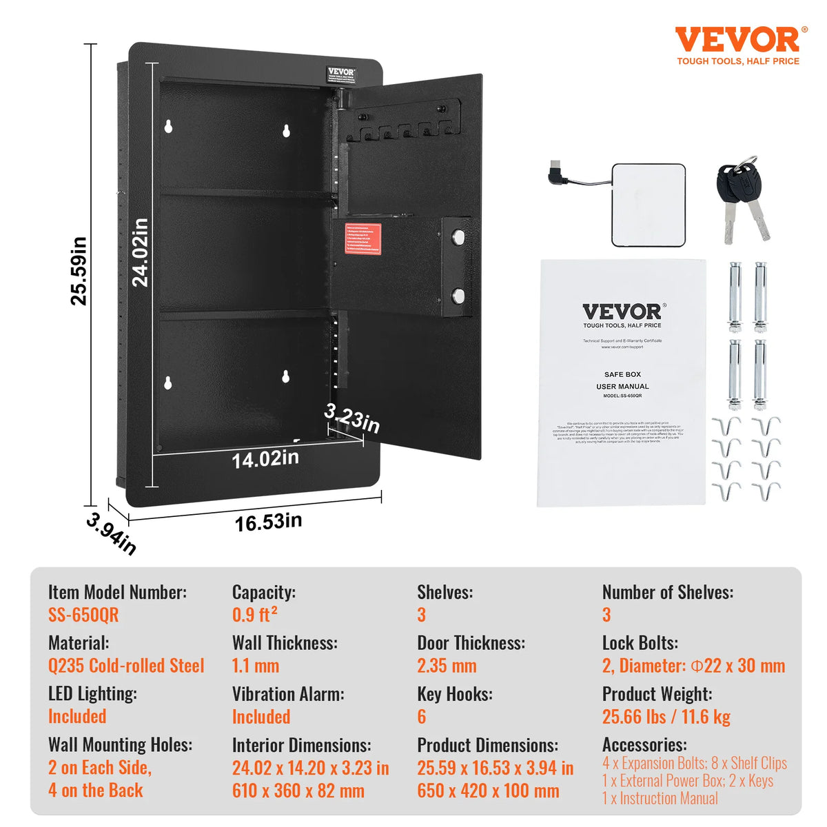 SucceBuy Hidden Wall Safe With Keypad And Adjustable Shelves