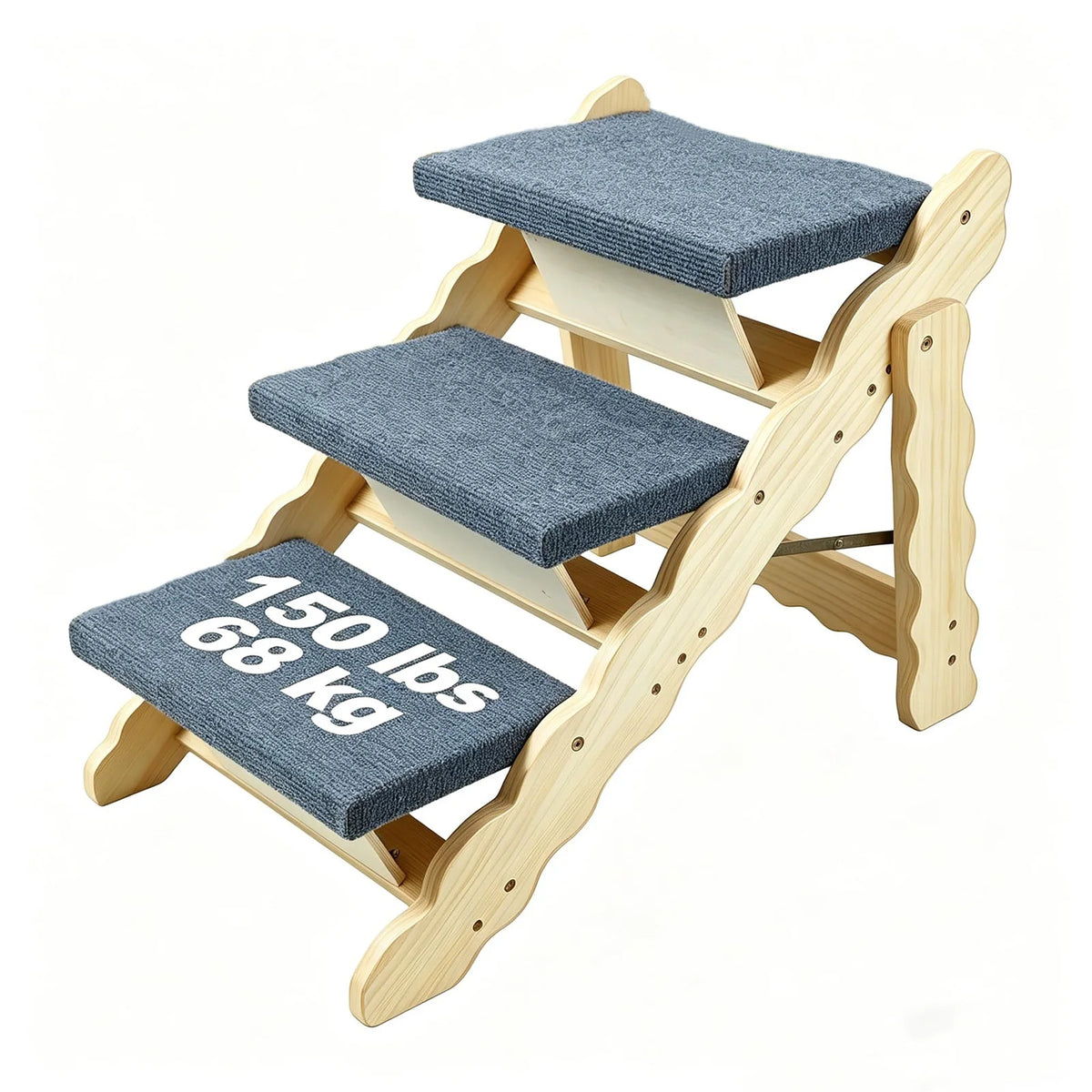 HiMISS Wooden Pet Stairs And Folding Dog Ramp For Pets