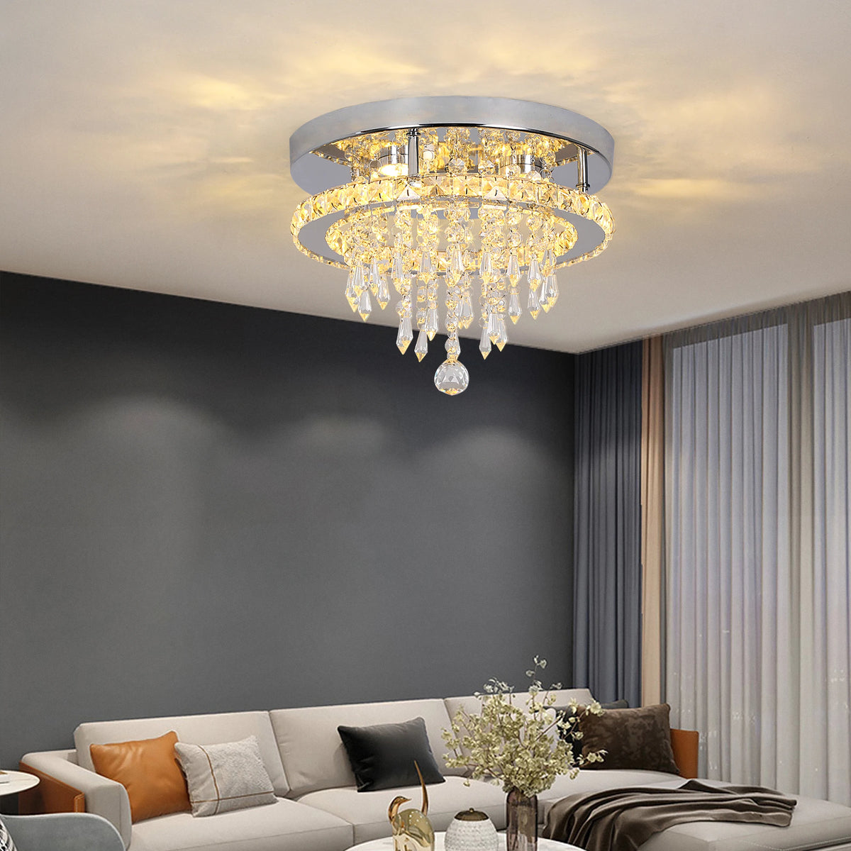 GreeLustr Modern K9 Crystal Chandelier Led For Dining Room Stainless Steel Ceiling Lamp Light Fixture Kitchen Lustres Luminaire