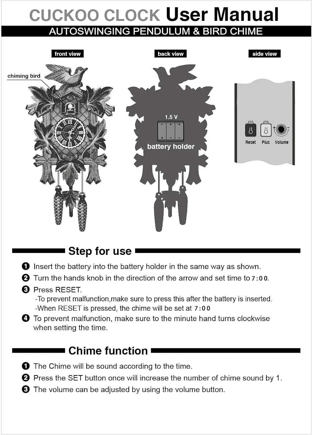 Traditional Northern European Design Cuckoo Wall Clock