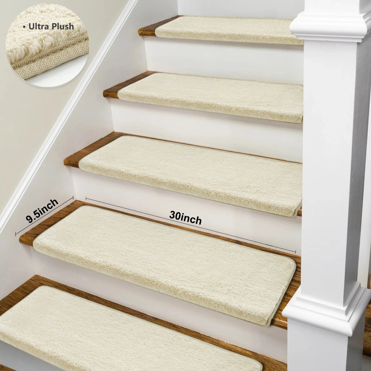 Ultra Plush Peel And Stick Non Slip Carpet Stair Treads