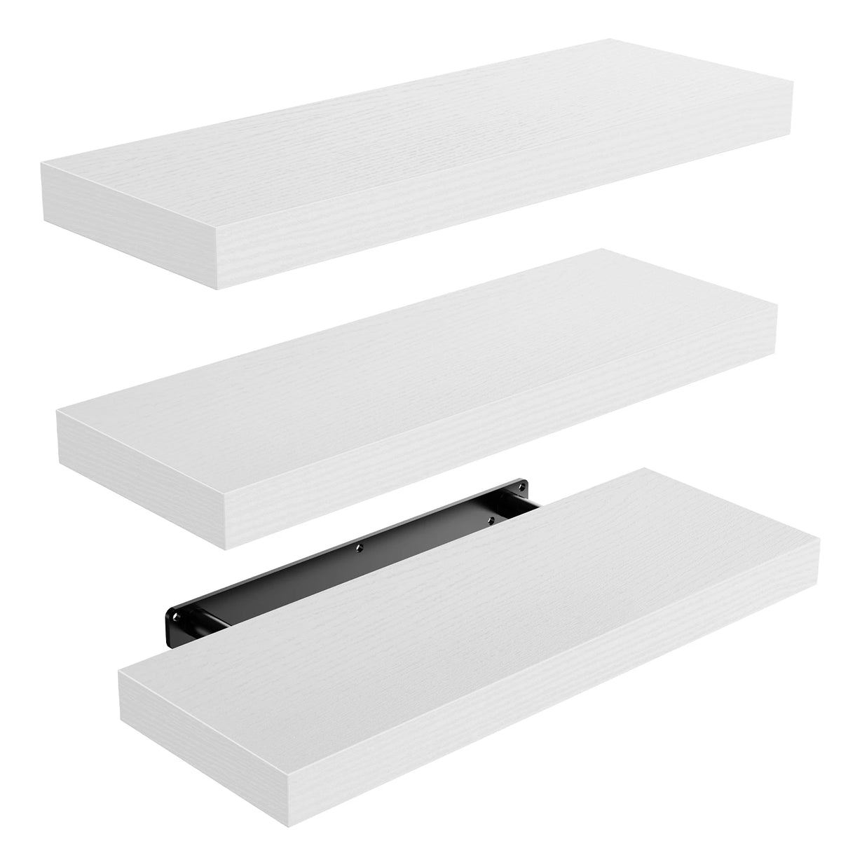 Set Of Three Floating Wall Shelves With Invisible Brackets