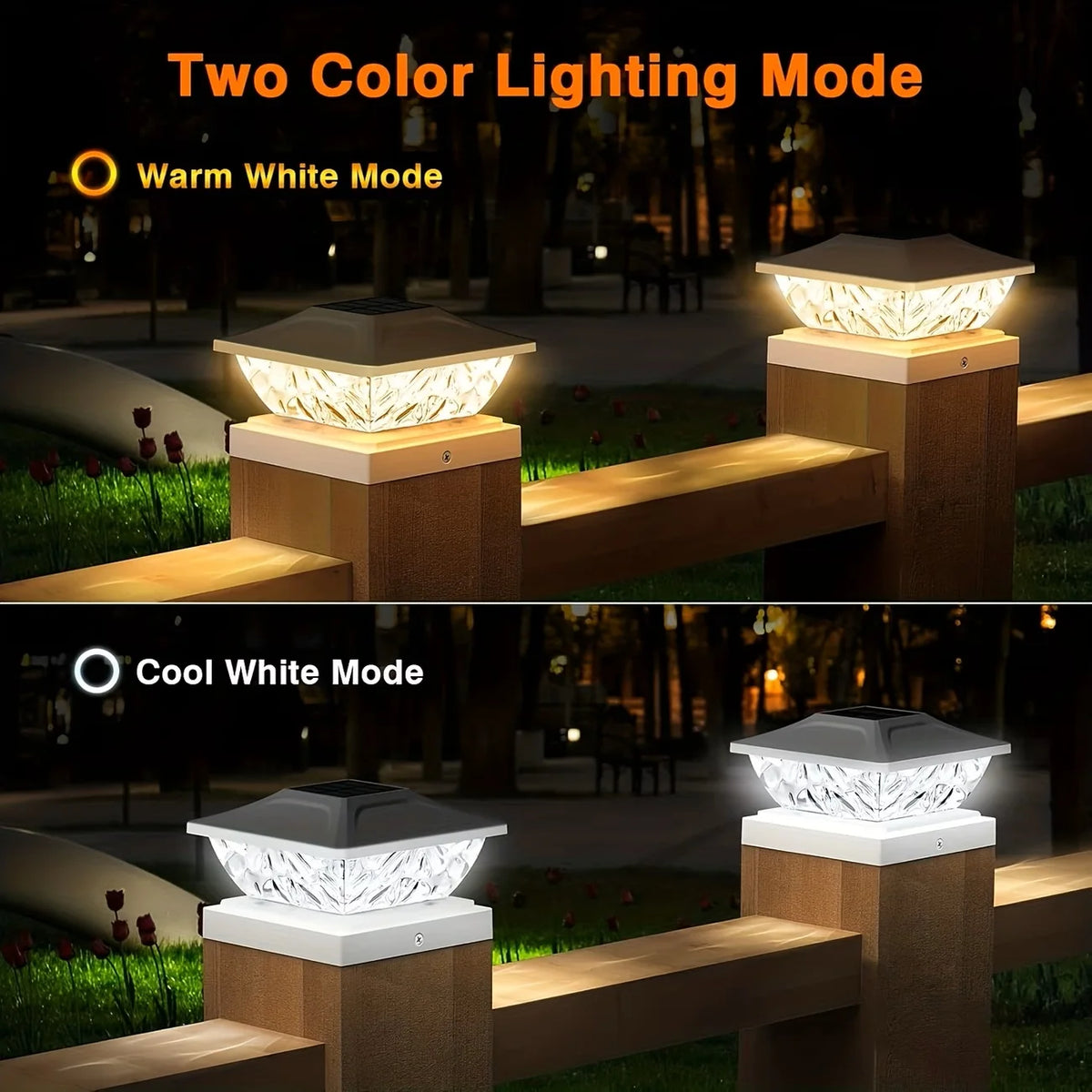 KPSTEK Solar LED Fence Gate Pillar Light For Outdoor Gardens