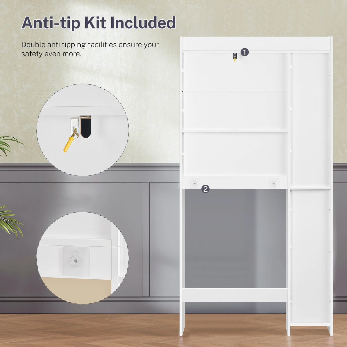 Freestanding Bathroom Over Toilet Storage Cabinet With Wood Drawers