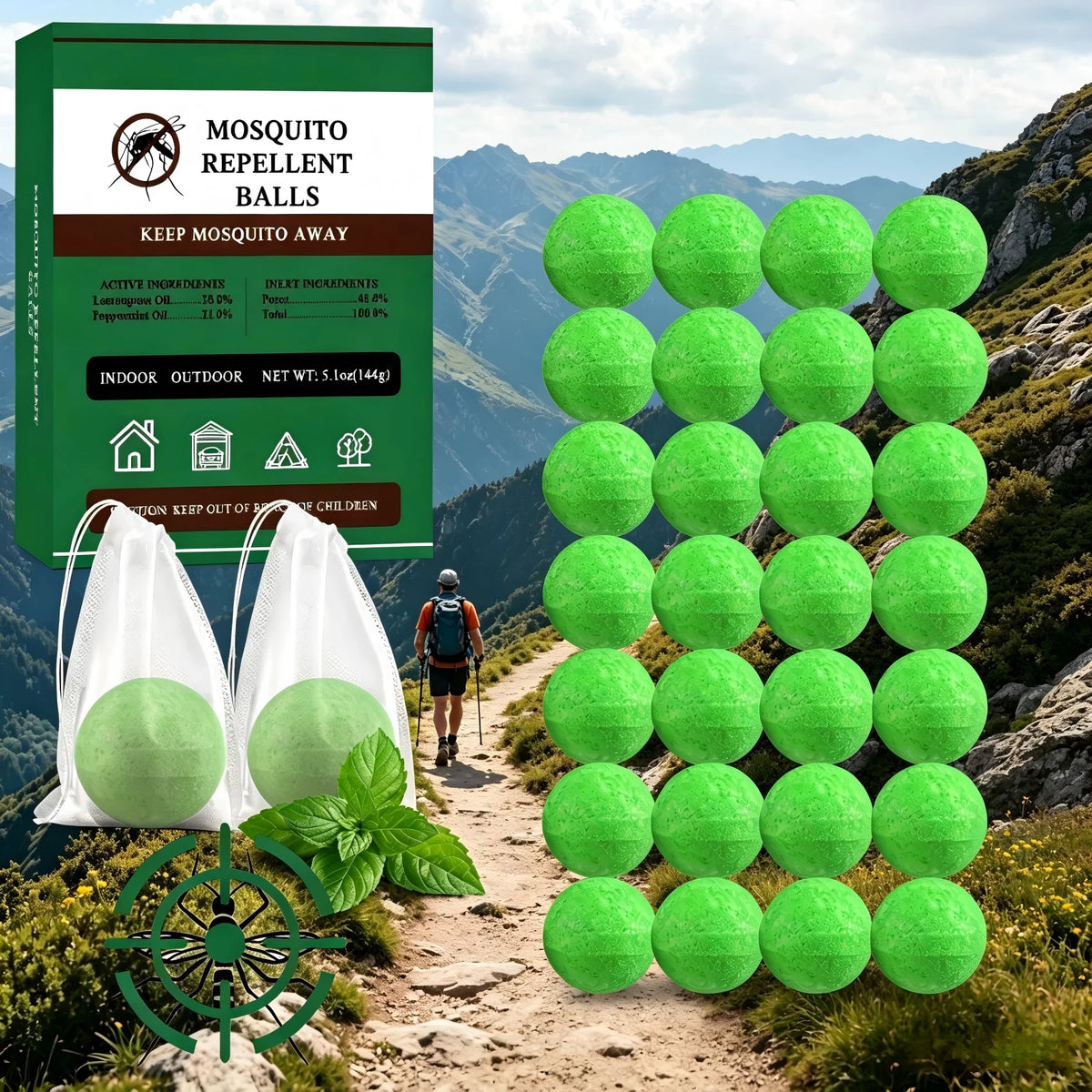 Mosquashield Natural Mosquito Repellent Balls for Indoor Outdoor Control