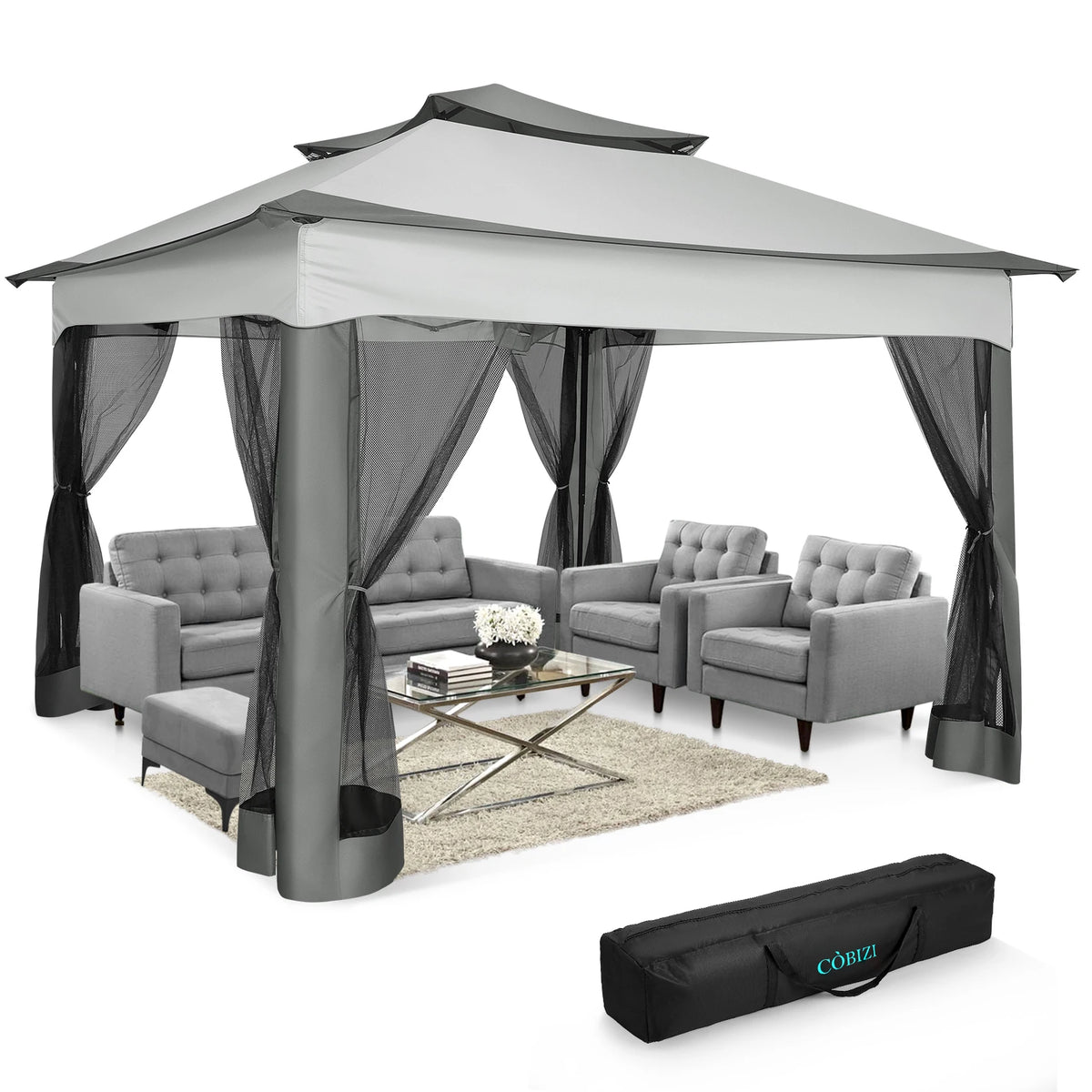 Tooluck Pop Up Gazebo With Mosquito Netting And Carry Bag