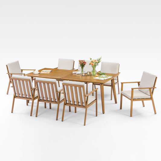 SeeHill Outdoor Aluminum Patio Dining Set With Umbrella Hole