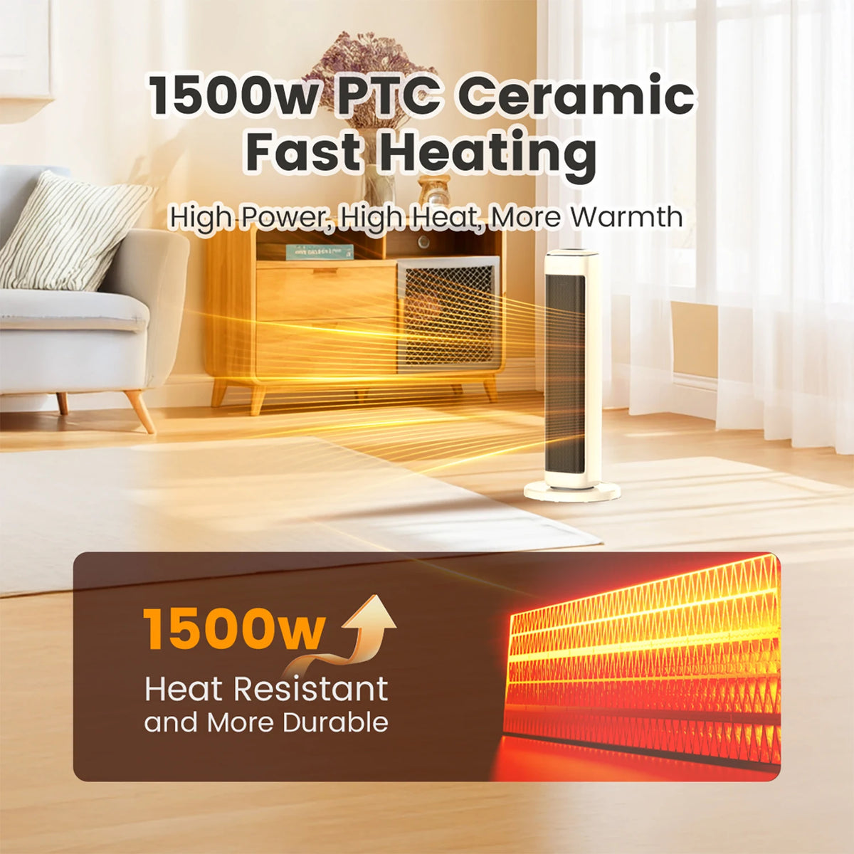 AIRMATE Ceramic Tower Electric Heater With Thermostat And Remote