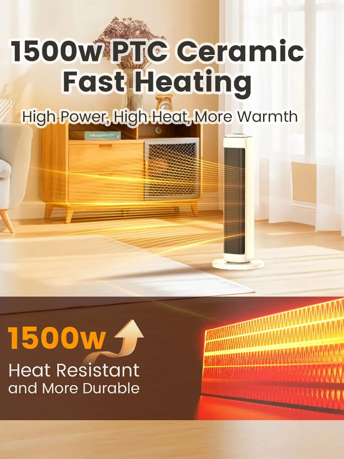 AIRMATE Ceramic Tower Electric Heater With Thermostat And Remote