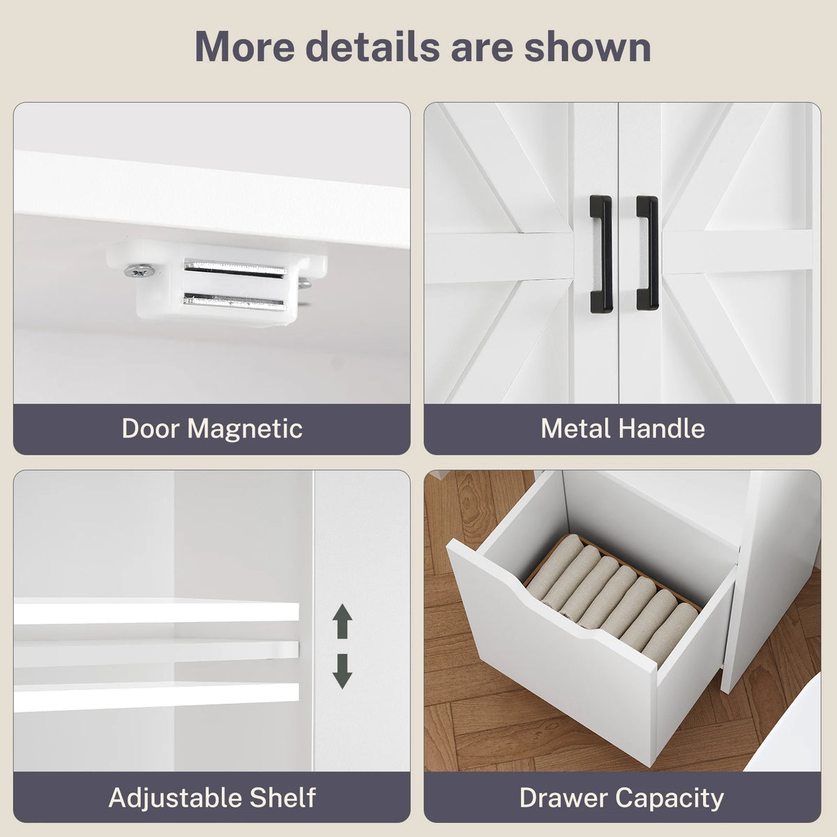 Freestanding Bathroom Over Toilet Storage Cabinet With Wood Drawers