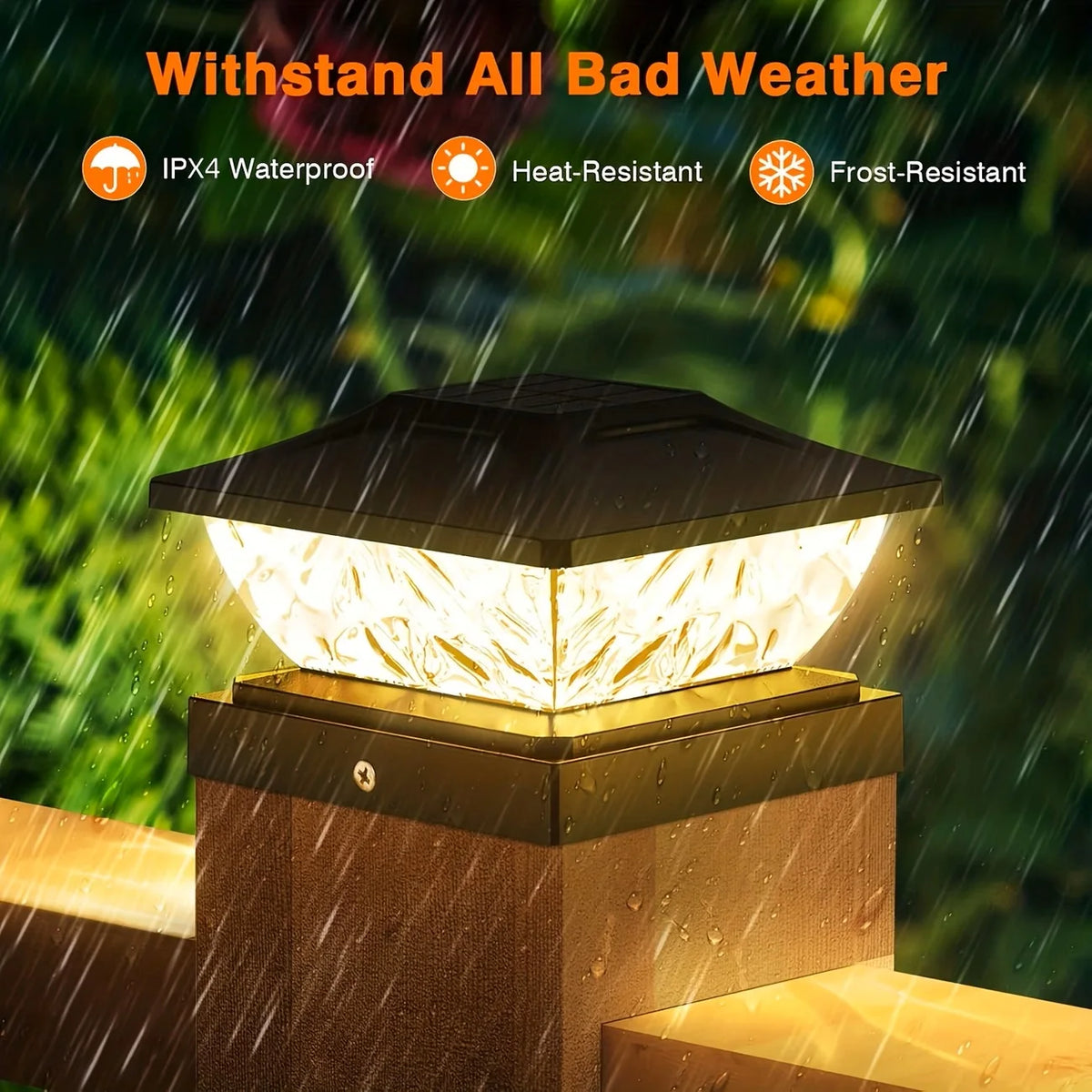 KPSTEK Solar LED Fence Gate Pillar Light For Outdoor Gardens