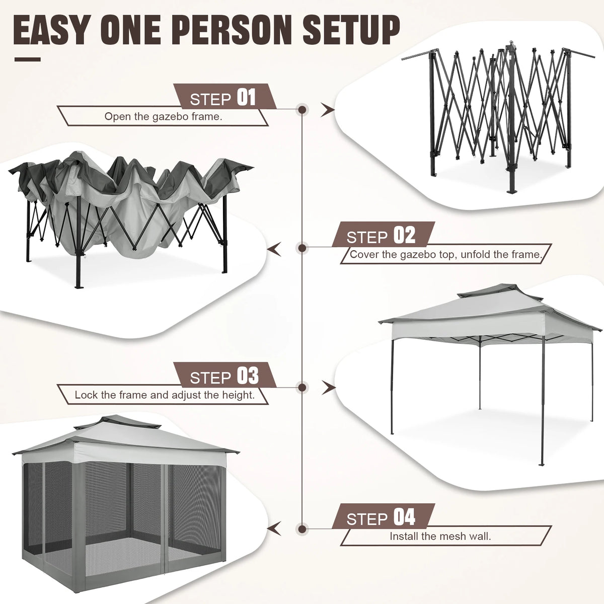 Tooluck Pop Up Gazebo With Mosquito Netting And Carry Bag