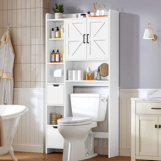 Freestanding Bathroom Over Toilet Storage Cabinet With Wood Drawers