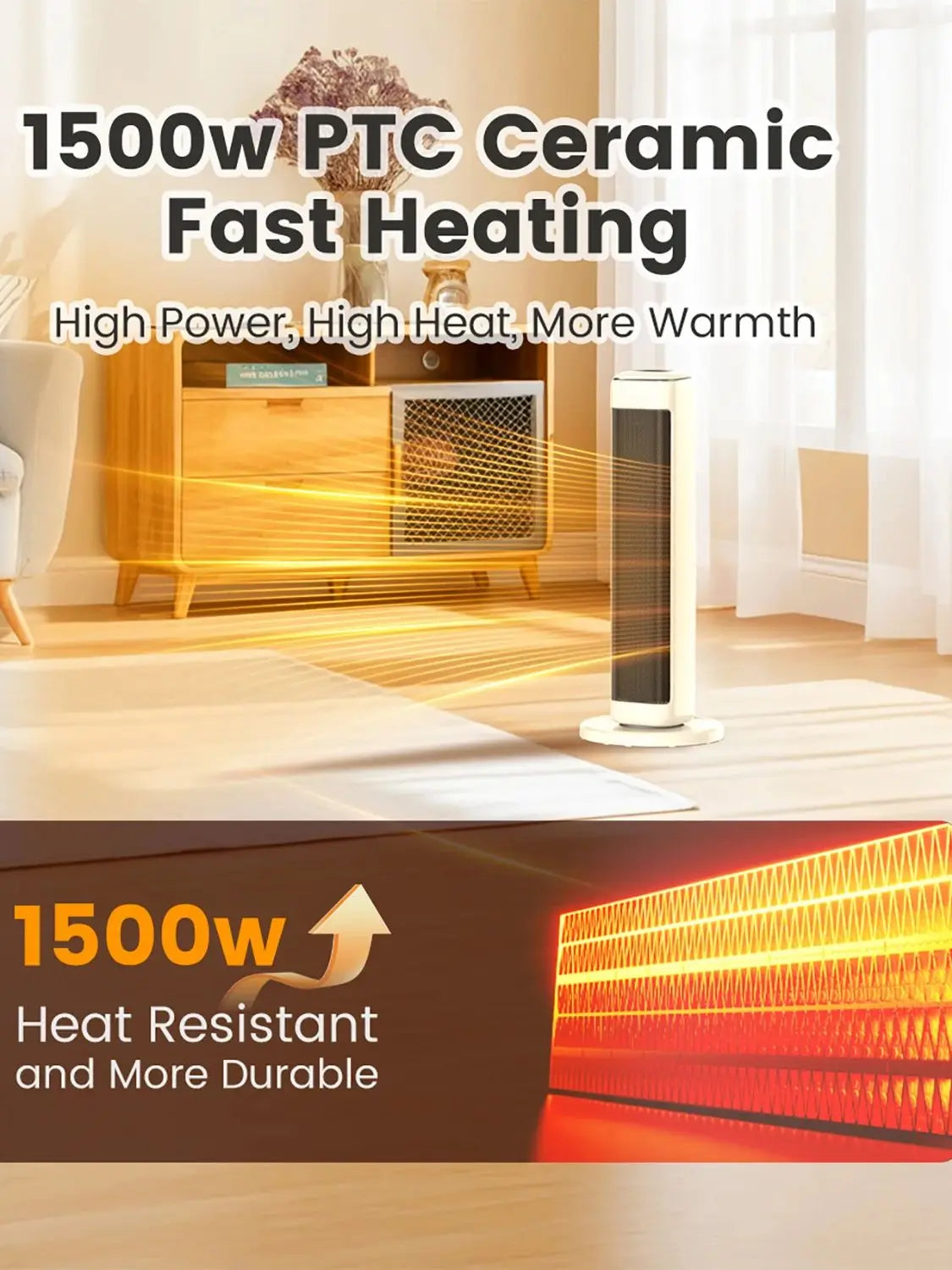 AIRMATE Ceramic Tower Electric Heater With Thermostat And Remote