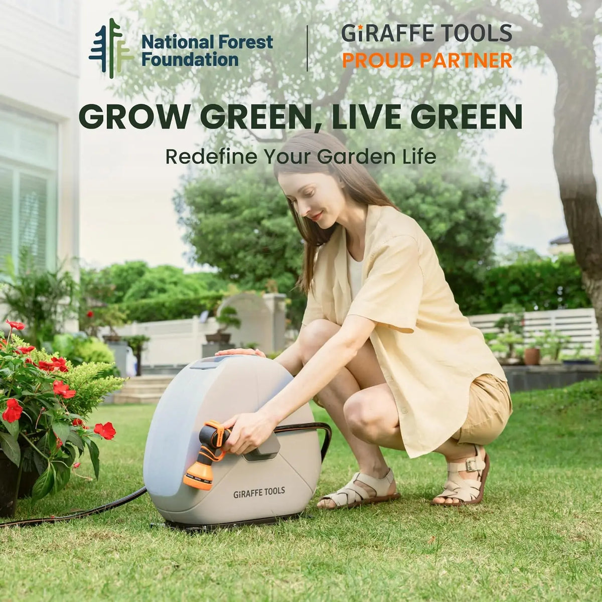 Giraffe Tools Retractable Garden Hose Reel With Automatic Rewind
