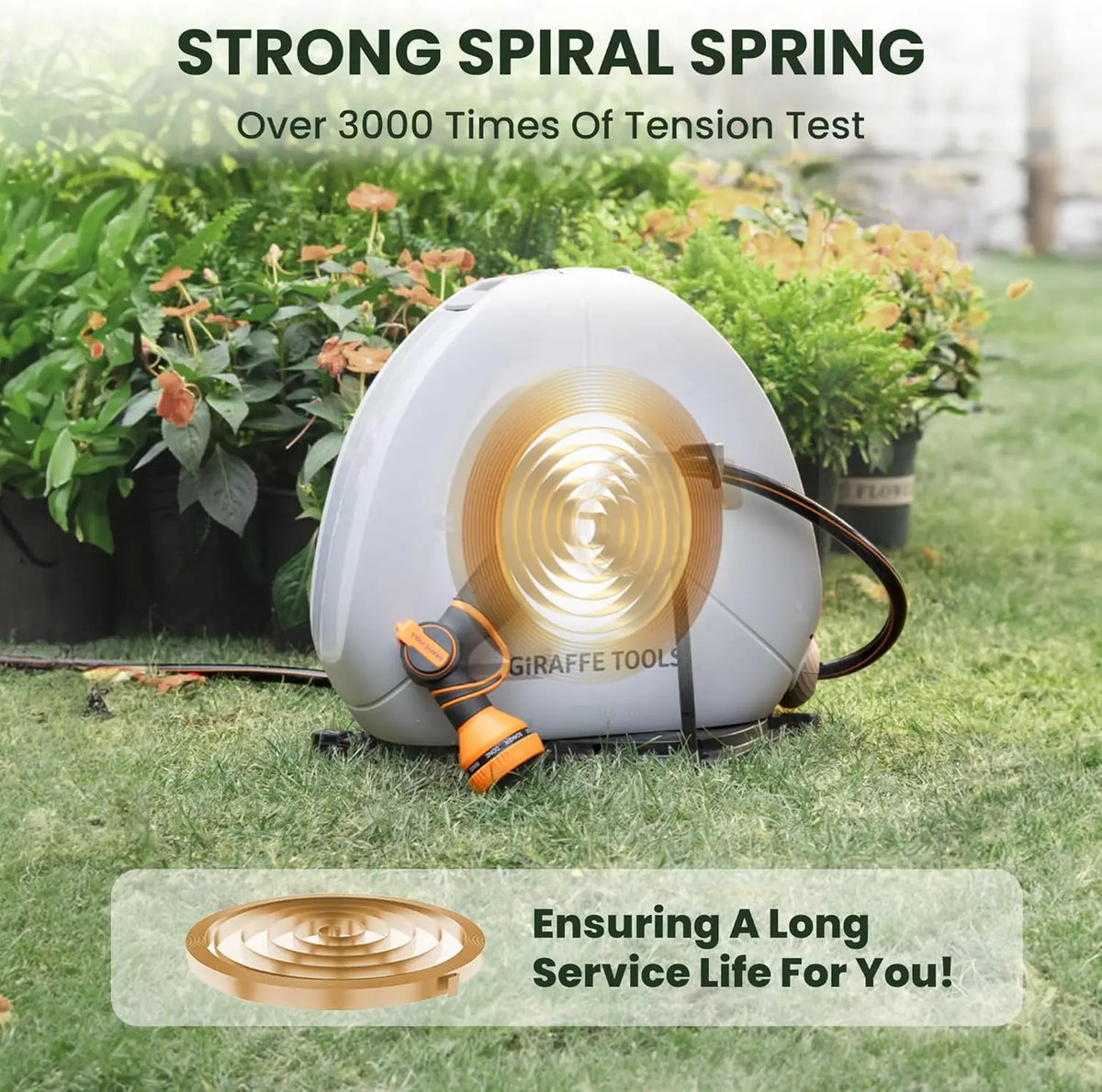 Giraffe Tools Retractable Garden Hose Reel With Automatic Rewind