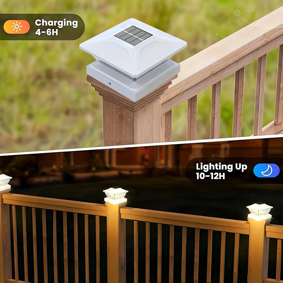 KPSTEK Solar LED Fence Gate Pillar Light For Outdoor Gardens