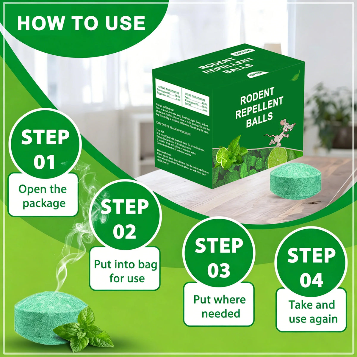 Natural Peppermint Rodent Repellent Balls For Home And Garden