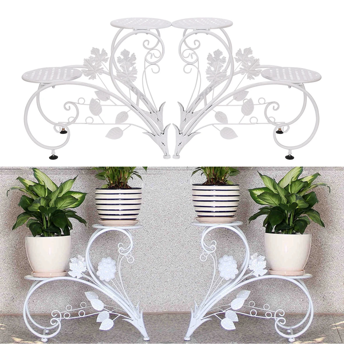 Wisfor Four Tier Metal Plant Stand For Indoor Outdoor Planters