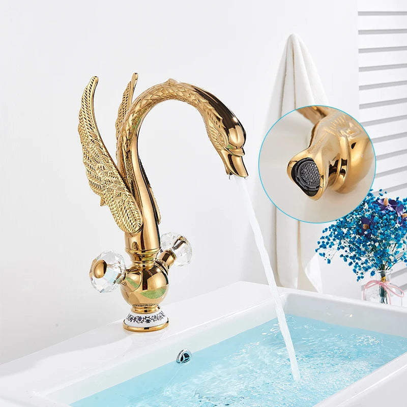 Saeuwtowy Deck Mounted Bathroom Basin Faucet Single Hole Mixer Tap