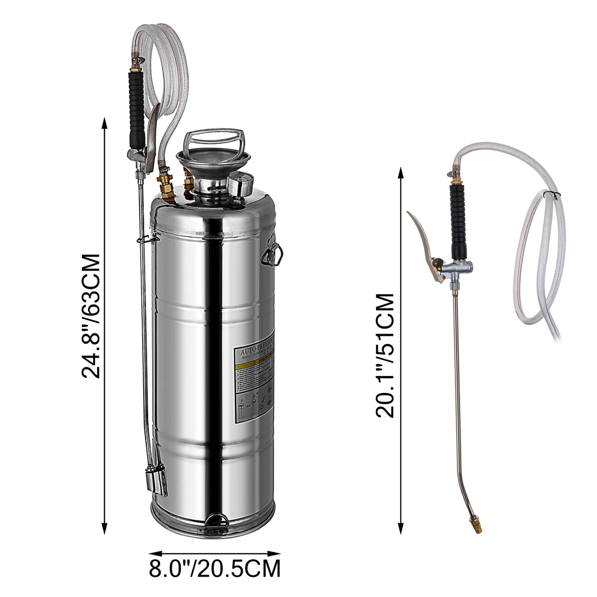 SucceBuy Stainless Steel Hand Pump Sprayer For Garden And Cleaning
