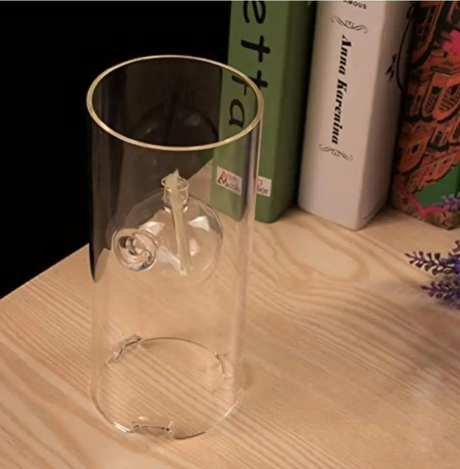 MEMEOKON Borosilicate Glass Cylindrical Oil Light Handcraft Hurricane Candle Holder Sleeve Lamp for Home Decor