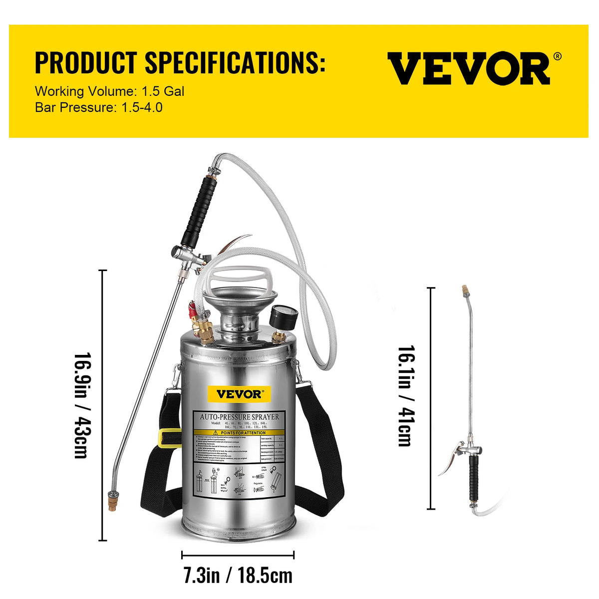 SucceBuy Stainless Steel Hand Pump Sprayer For Garden And Cleaning