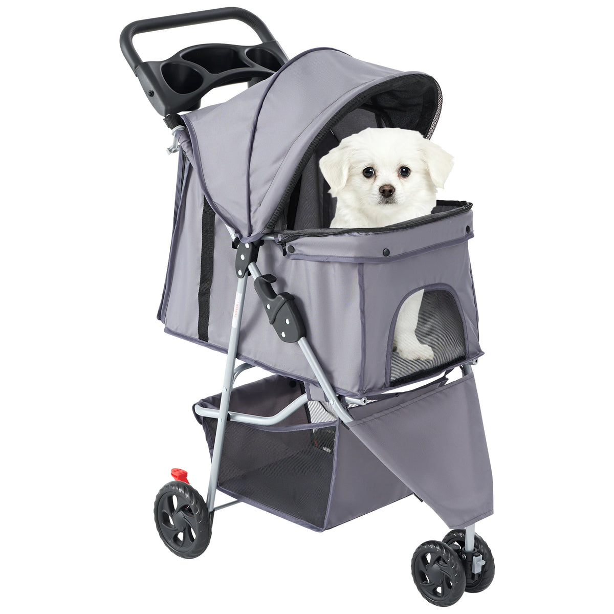 DUMOS 3 Wheel Foldable Pet Stroller With Mesh Windows and Storage