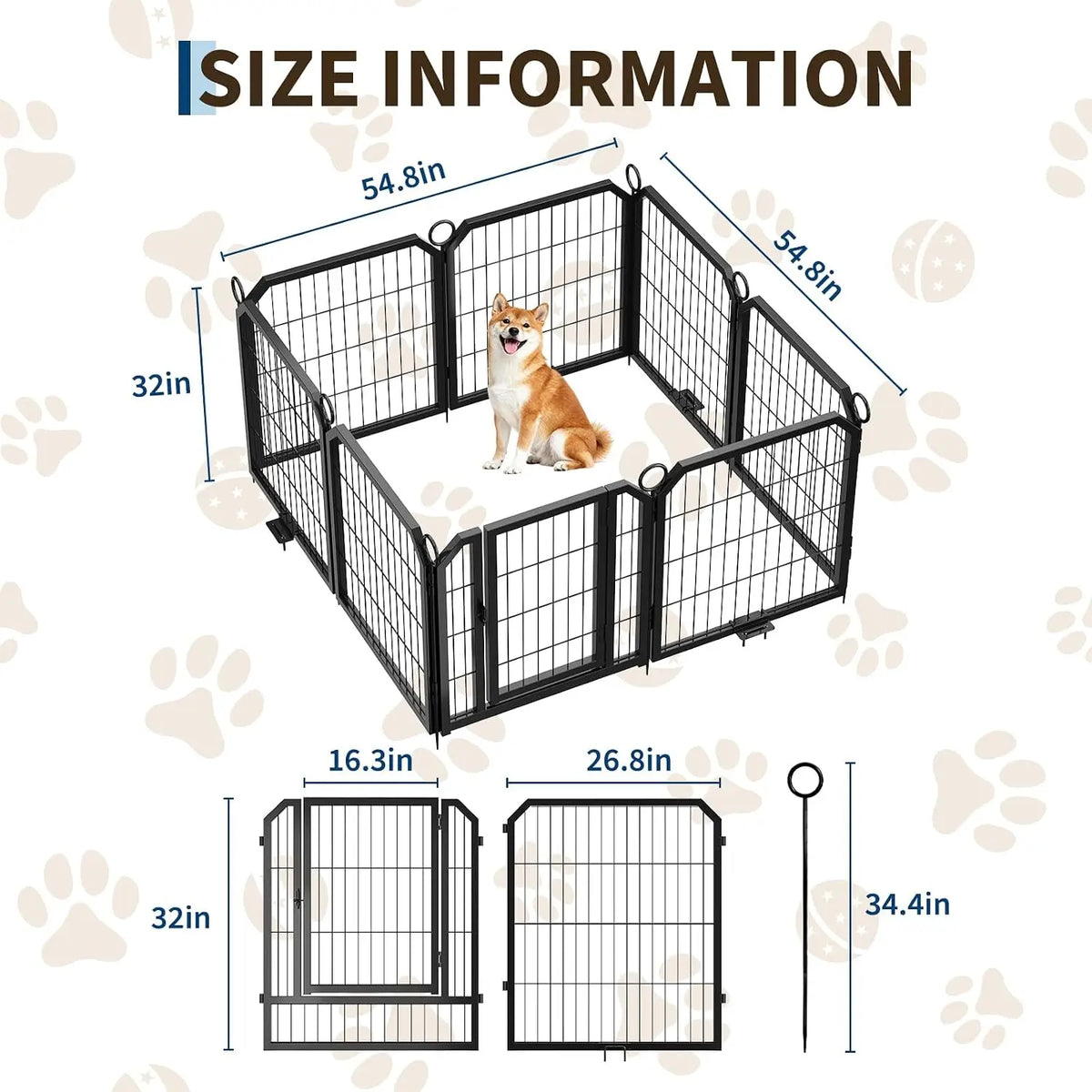 Garvee Metal Puppy Playpen With Secure Door For Indoor And Outdoor Use