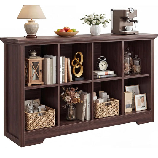 Aheaplus Modern Wooden Bookshelf With Integrated Charging Ports