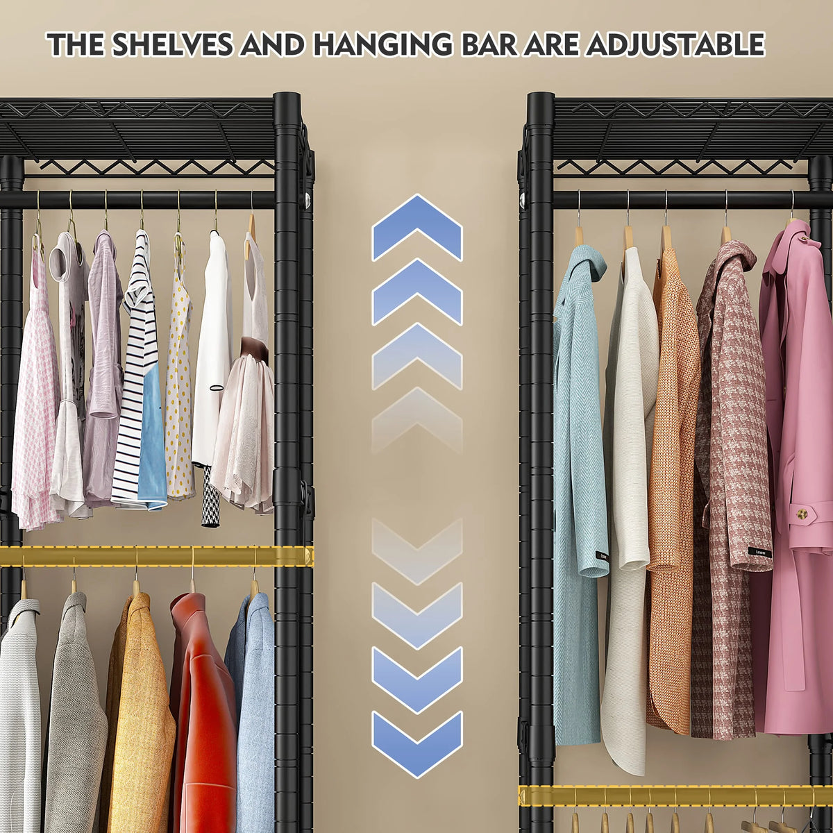 EnHomee Heavy Duty Adjustable Freestanding Garment Rack With Cover