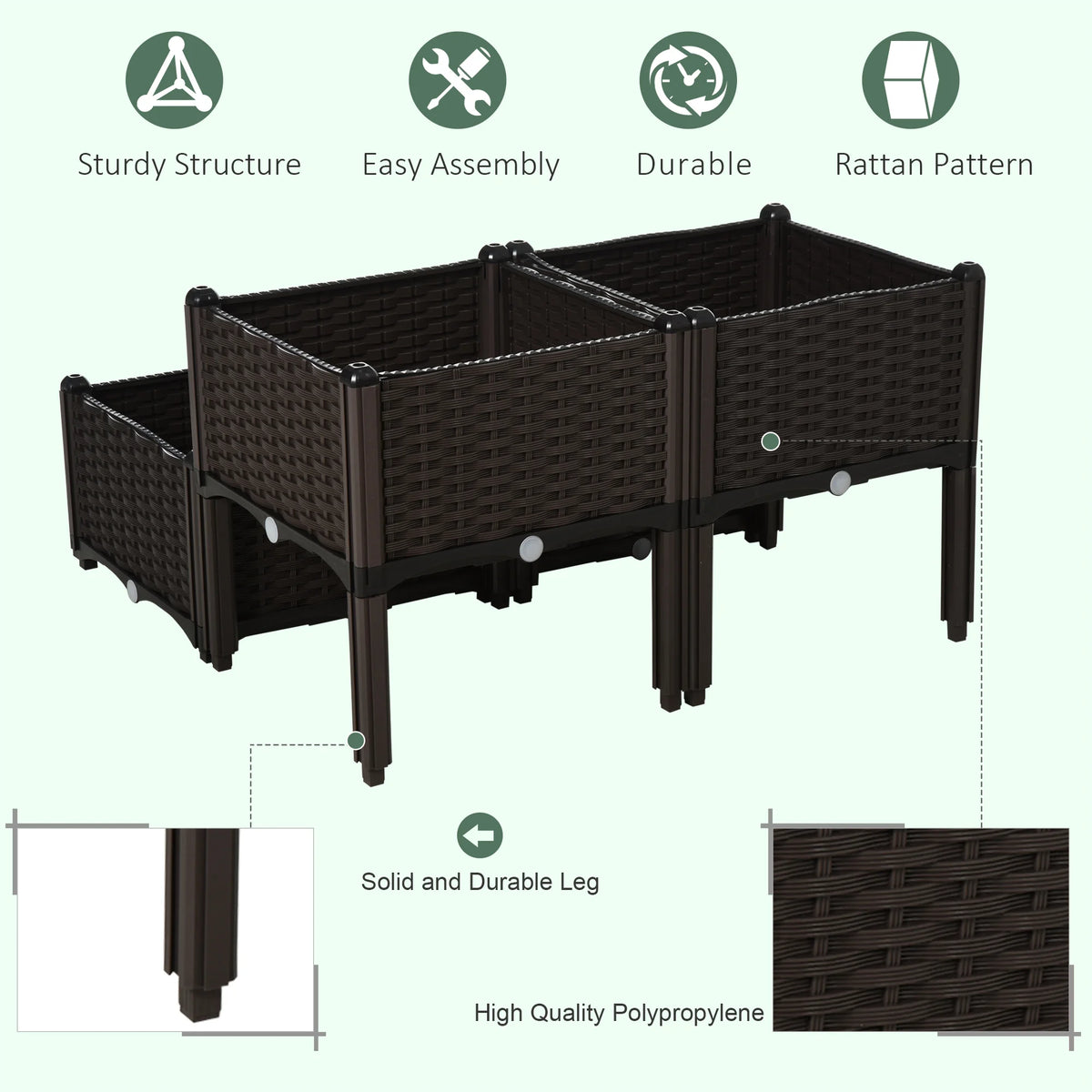 Outsunny Four Piece Raised Flower Bed Vegetable Herb Planter