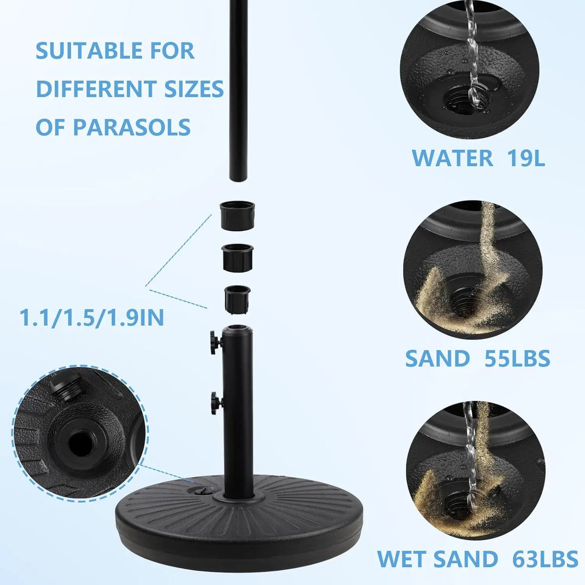 Outdoor Furniture Weighted Base Adjustable Anti Wind Umbrella Anchor