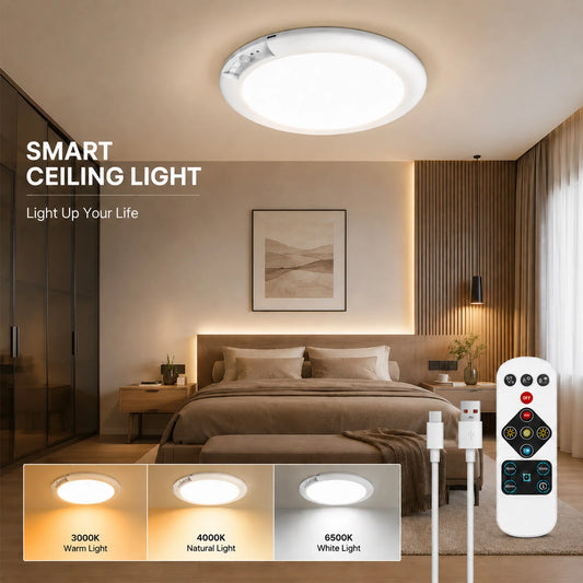 DUMILOO Magnetic Ceiling Light Rechargeable Dimmable LED With Remote Control