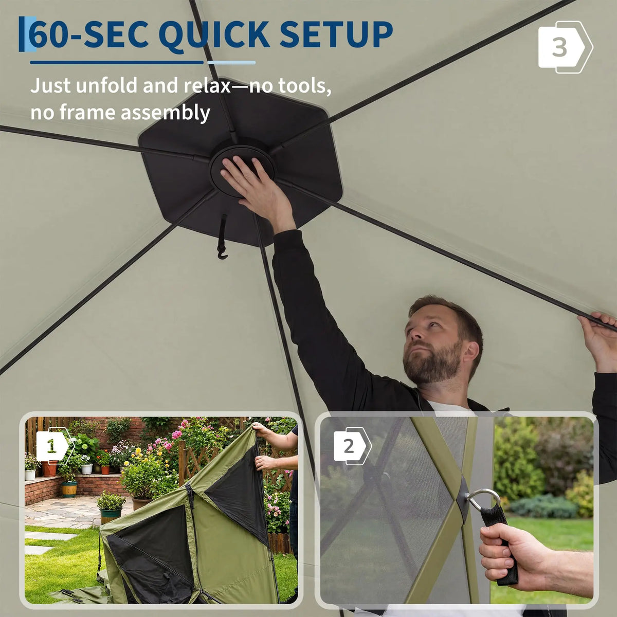 HiMISS Pop Up Gazebo Screen Tent With Removable Wind Walls