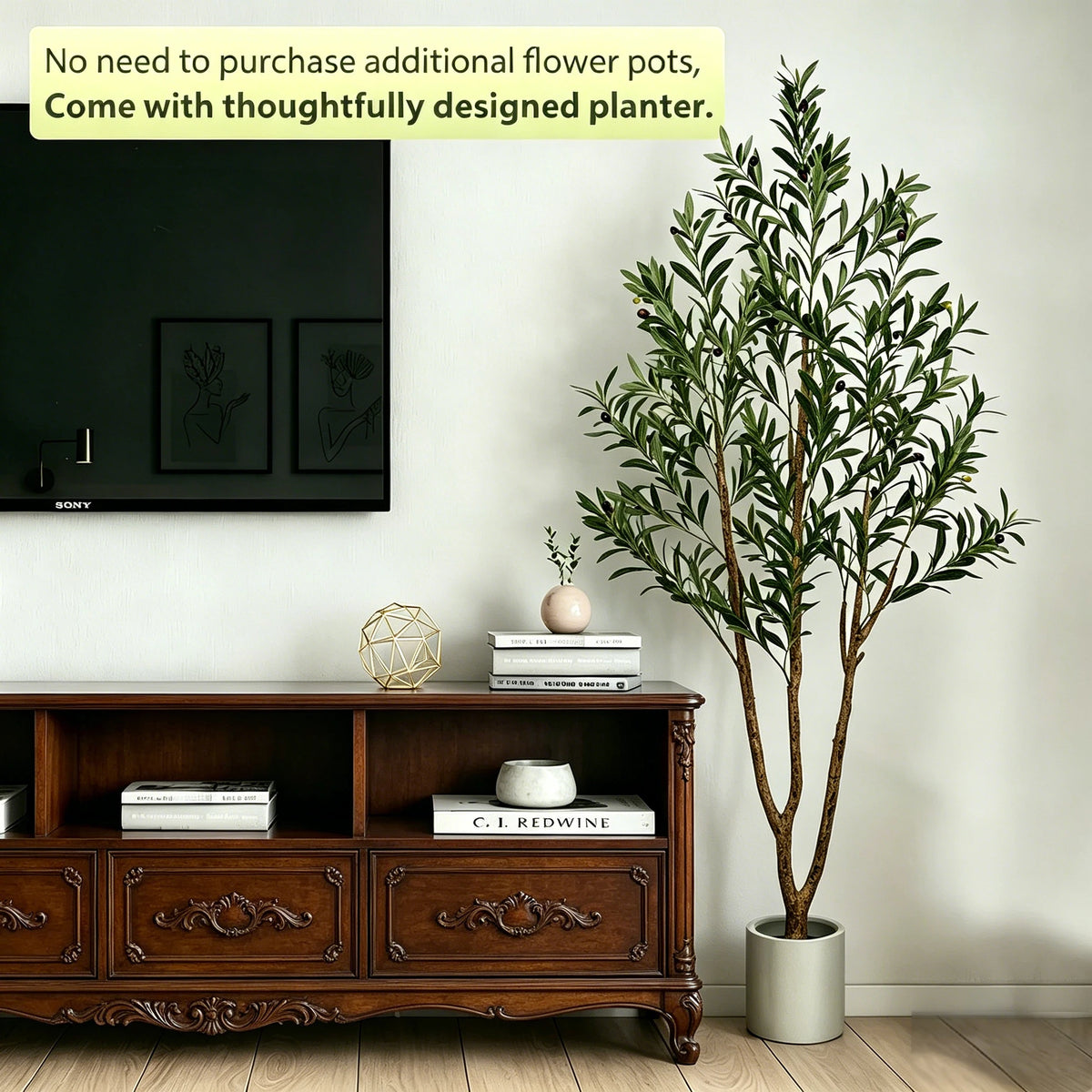 Olitree Artificial Olive Tree With Plant Pot For Home Decor
