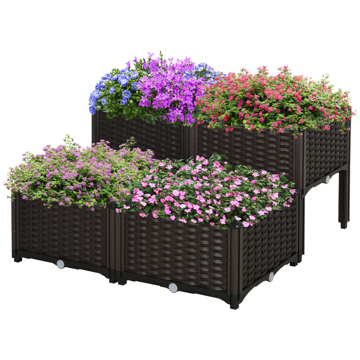 Outsunny Four Piece Raised Flower Bed Vegetable Herb Planter