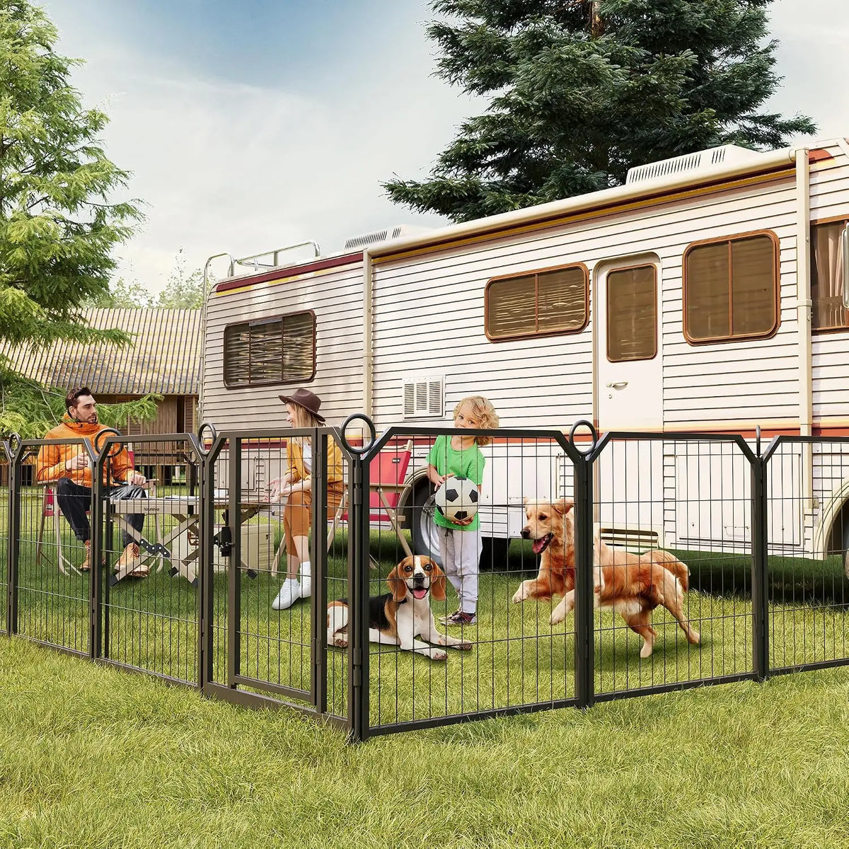 Garvee Metal Puppy Playpen With Secure Door For Indoor And Outdoor Use