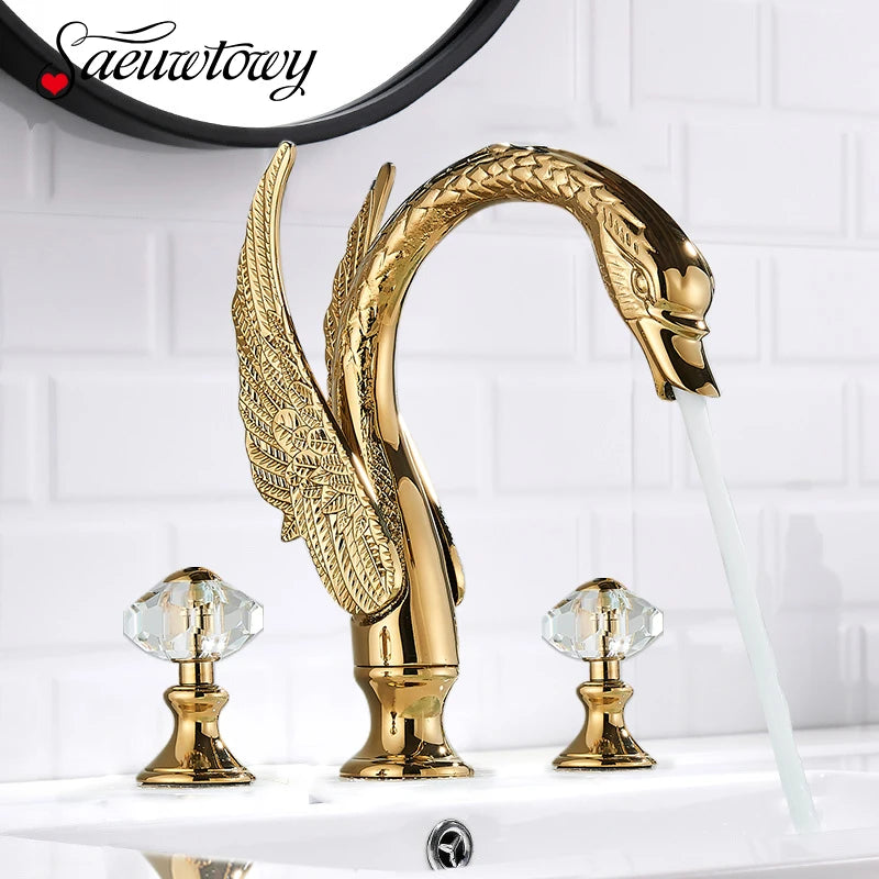 Saeuwtowy Modern Dual Handle Widespread Bathroom Basin Faucet