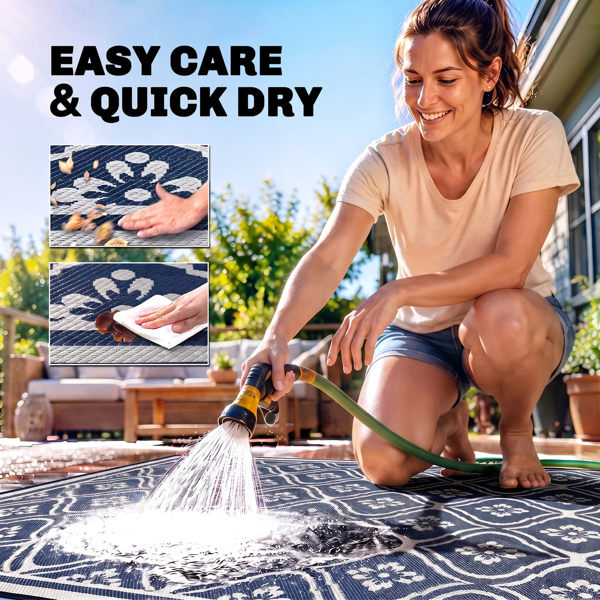 Outsunny Modern Rectangular Outdoor Patio Floor Rug Garden Decor