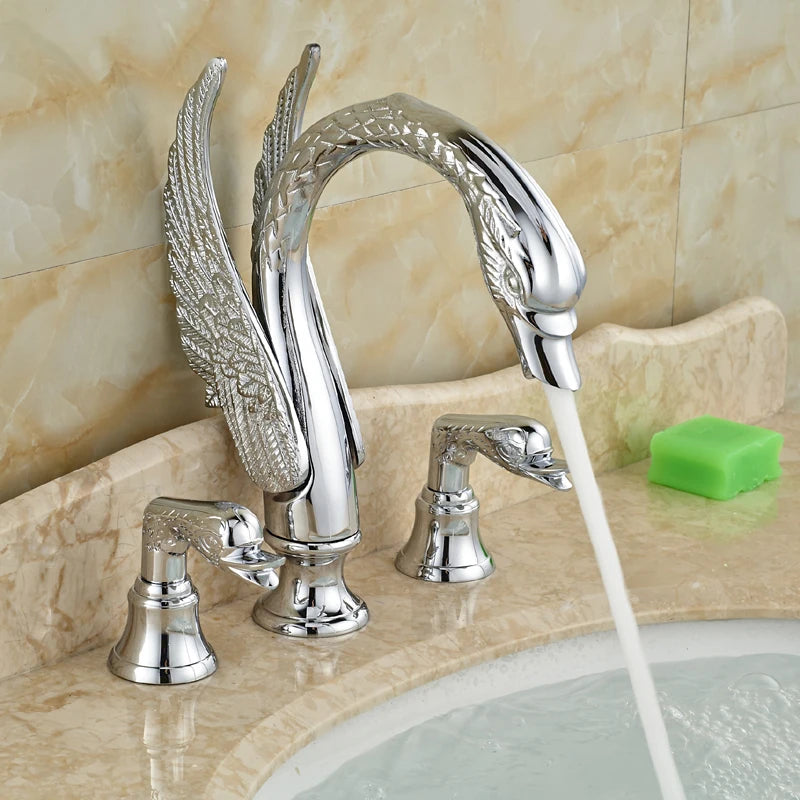 Saeuwtowy Modern Dual Handle Widespread Bathroom Basin Faucet