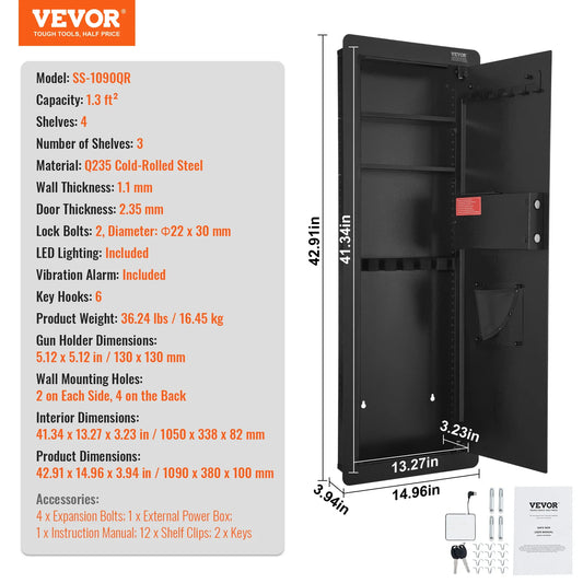 SucceBuy Hidden Wall Safe With Keypad And Adjustable Shelves