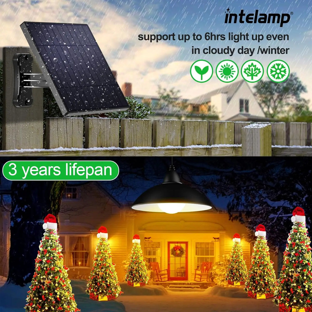 Intelamp Solar Pendant Lights Indoor Outdoor 4000mAh With Remote Day/Night Mode 16.4Ft Hanging Lighting For Barns Chicken Coop