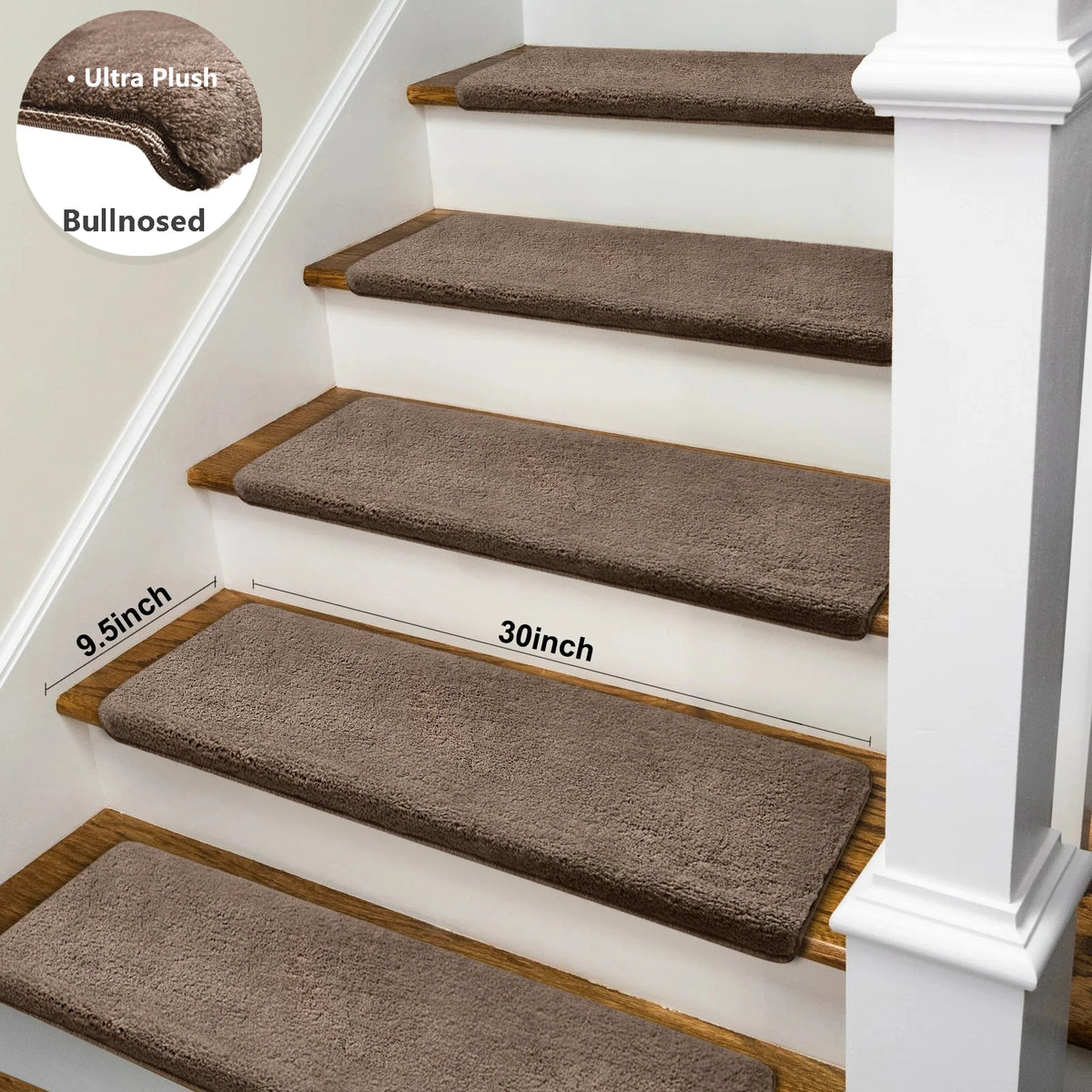 Ultra Plush Peel And Stick Non Slip Carpet Stair Treads