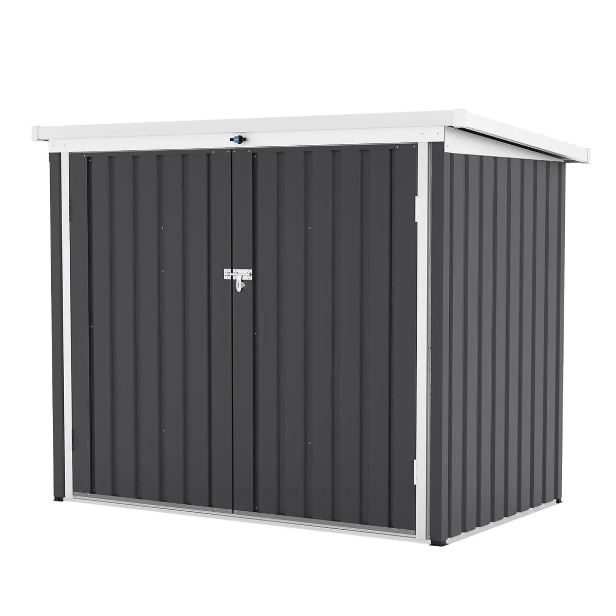 Outdoor Metal Trash Can Storage Shed With Lockable Weatherproof Design
